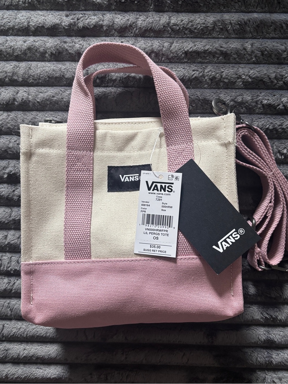 Vans Lil Pergs Tote Bag in Pink and Cream